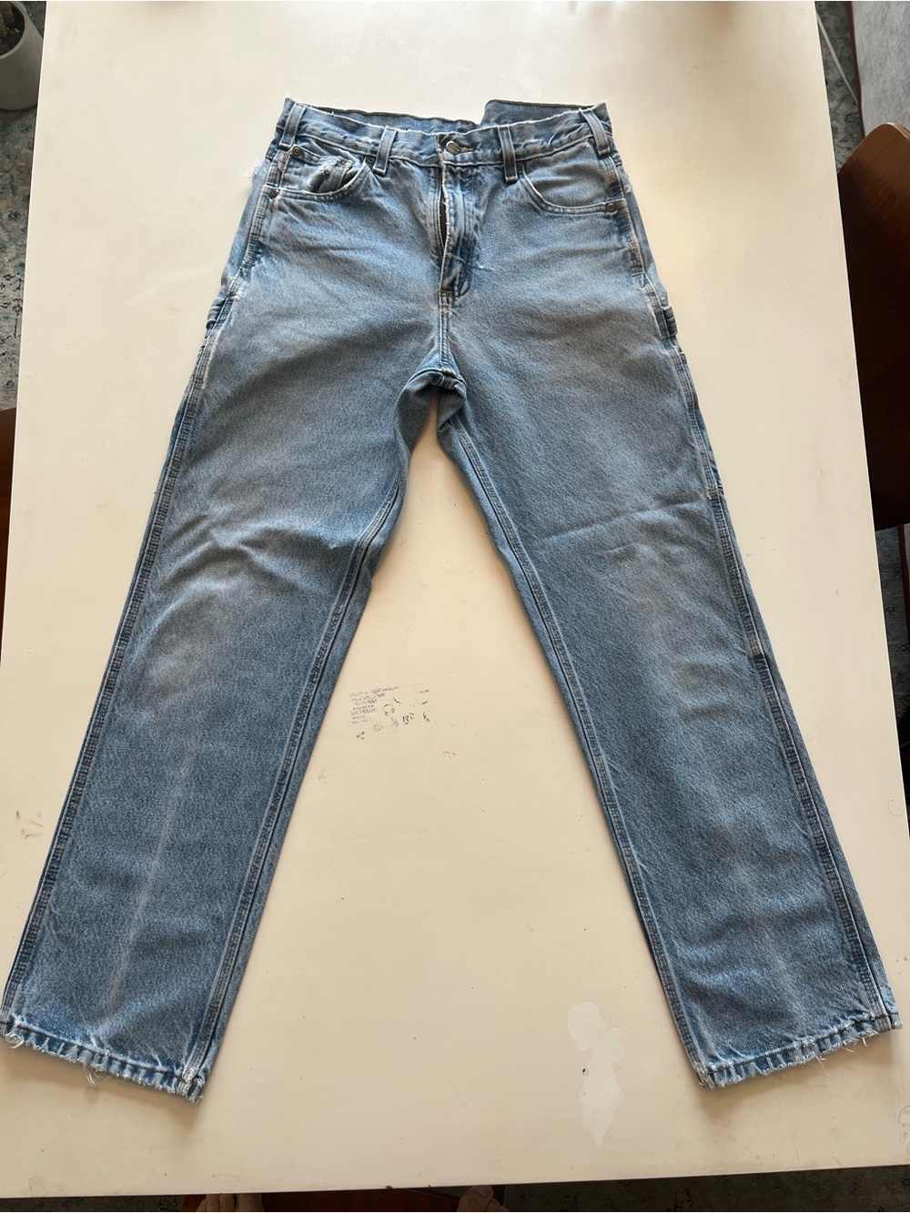 Vintage Carhartt Carpenter Jeans Men's 30 Light Wash Distressed Denim Dungar